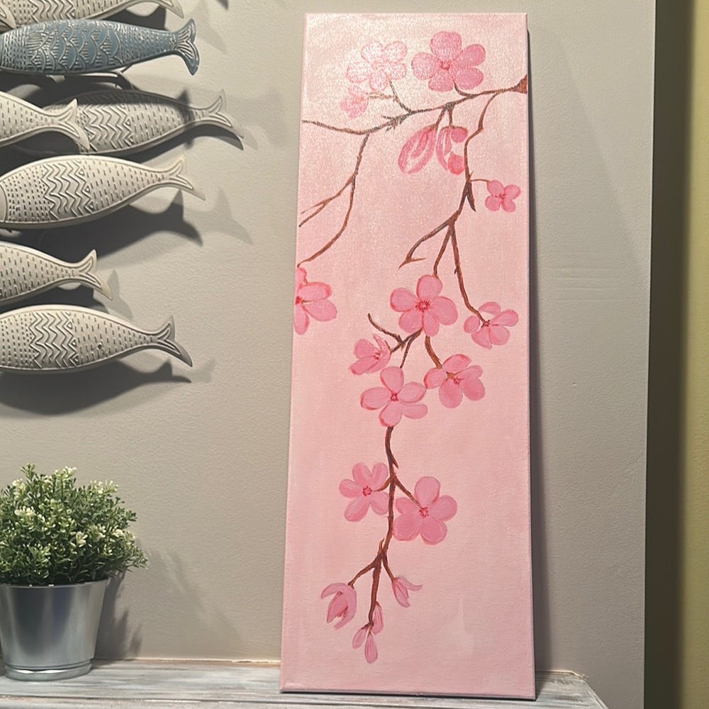 Cherry Blossom Canvas Wall Art - Pink Floral Decor